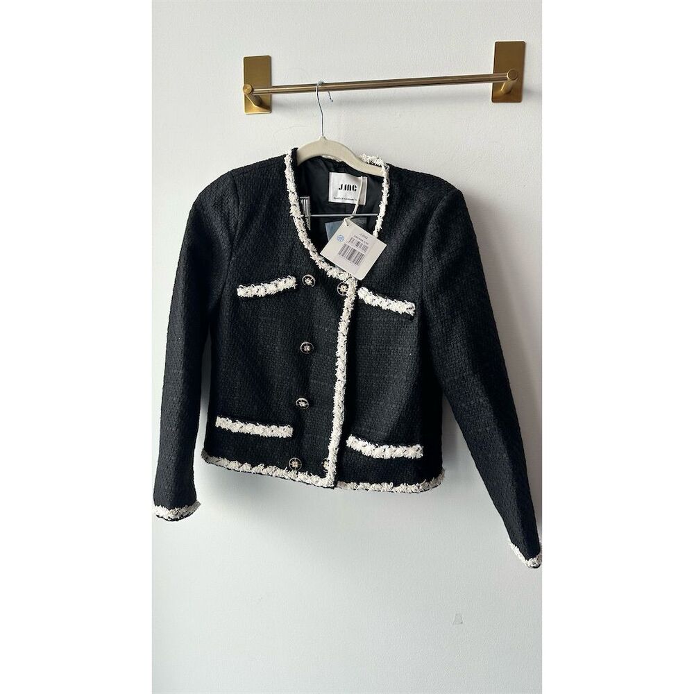 J.ING Women's Black Tweed Button-Up Jacket Size S Chic Casual - Picture 2 of 6
